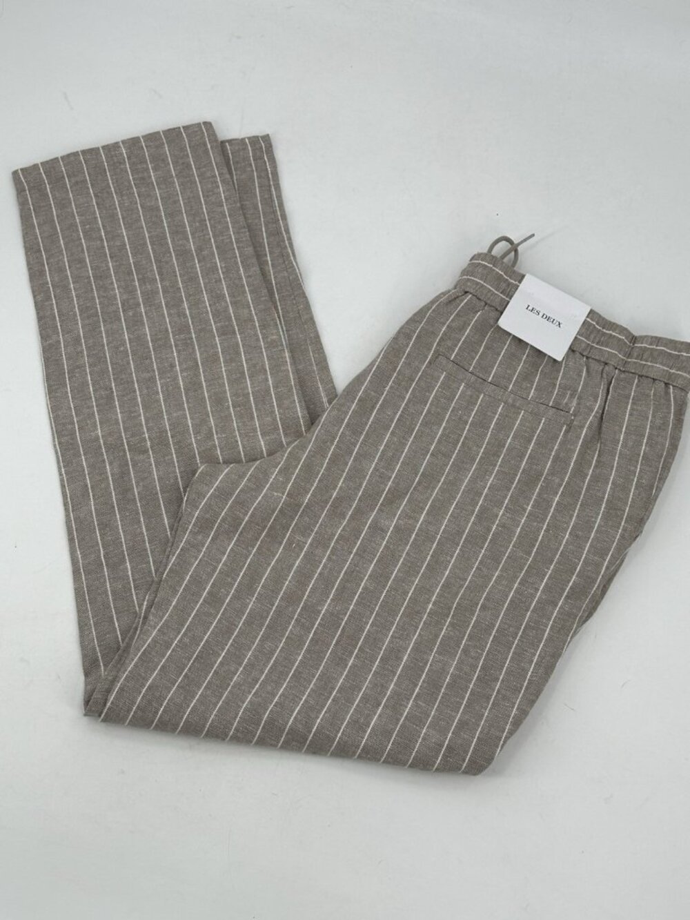 NWT Les Deux Men’s Patrick Striped Linen Pinstripe Pants Tan White XXL  Resort